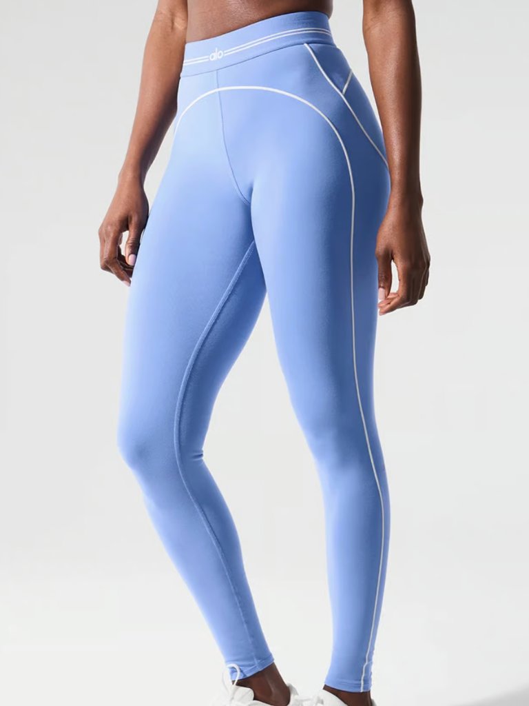 Alo Airbrush High-Waist Heart Throb Legging In Crystal Clear Blue White Sz 12 Xl